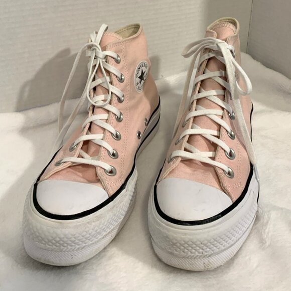 Womens 6 Converse Chuck Taylor All Star Lift Hi Platform Pink Distressed - Picture 2 of 8